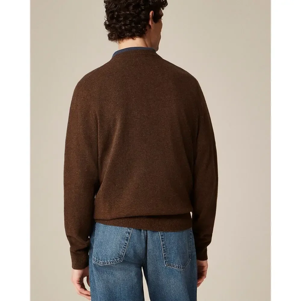 J. Crew Men's Cashmere Crewneck Sweater Heather Roasted Coffee Size Medium NWT
